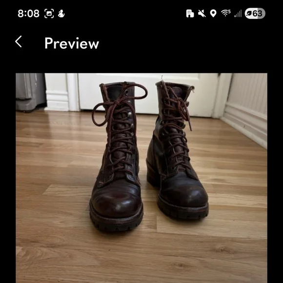 Frye Dark Brown Leather Combat Boots - Picture 3 of 5